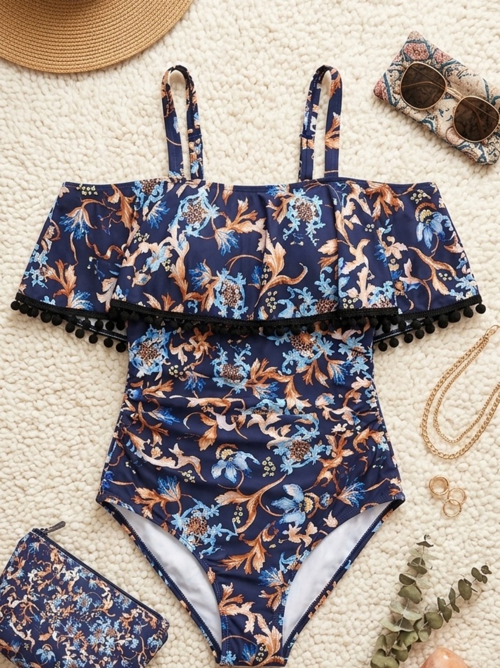 Plus Size 3x 22 - 24 Floral Cold Shoulder Swimsuit/Bathing Suit by BloomChic